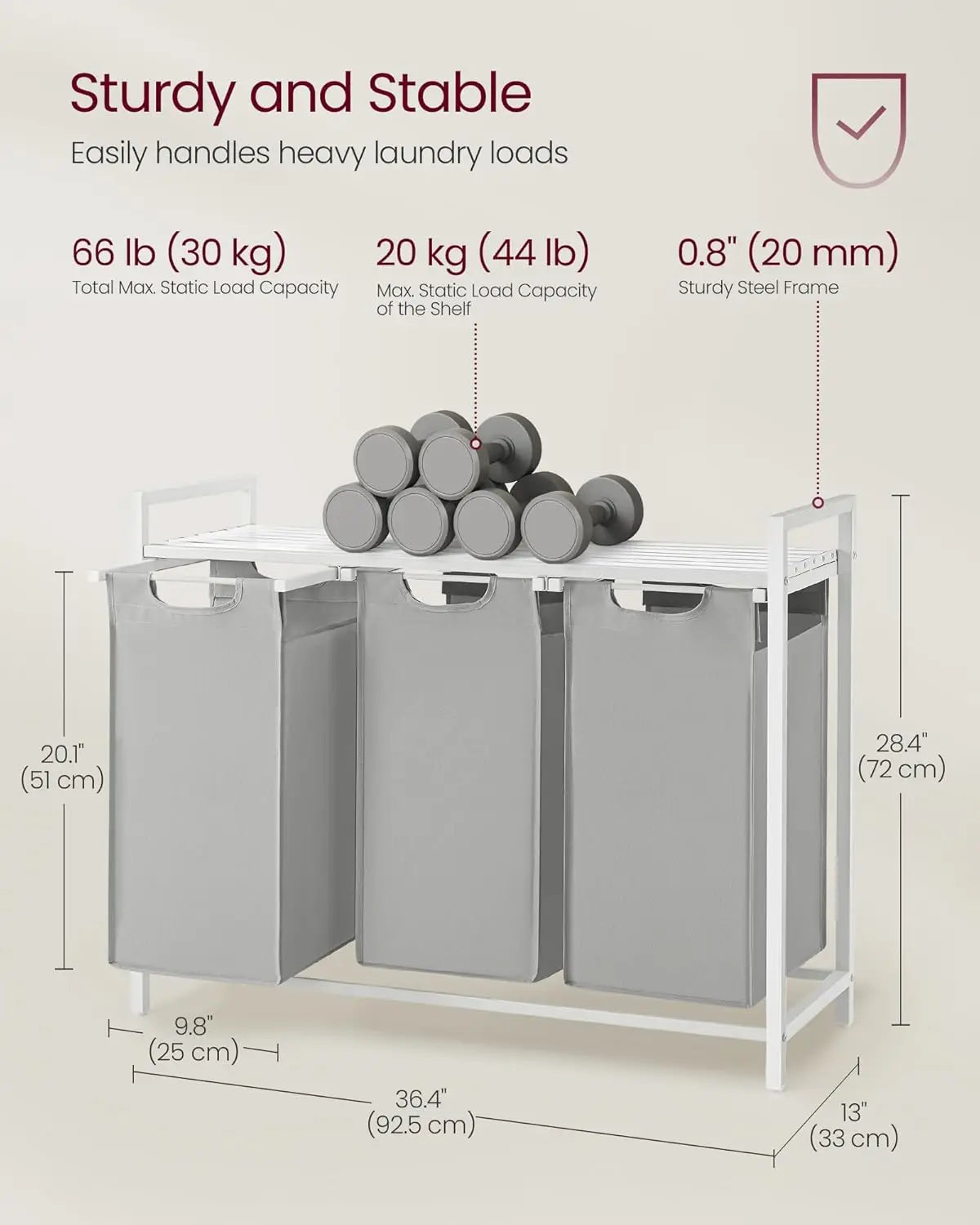 Large capacity tiered laundry hamper pull-out bags