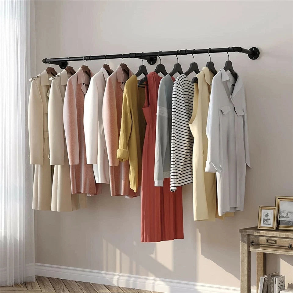 Wall mounted retractable clothes drying rack space saver