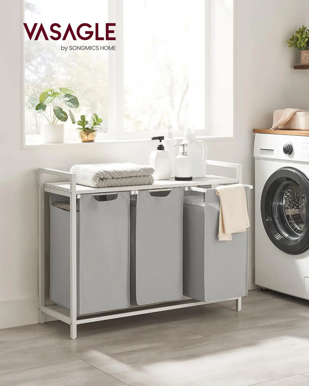 2-3 tier collapsible laundry hamper with removable bags
