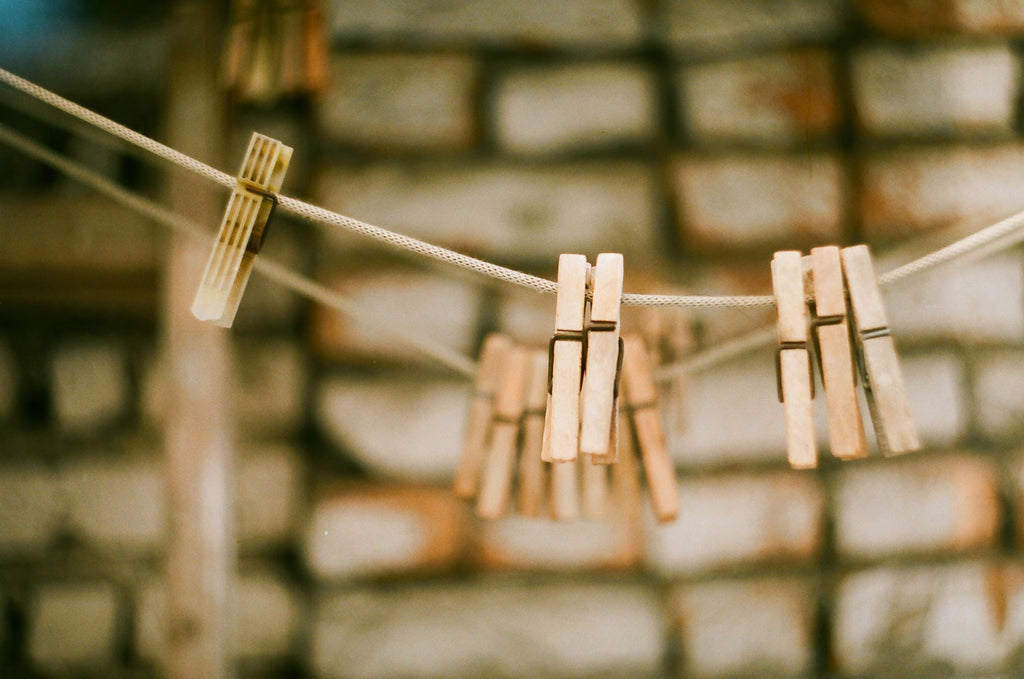 Heavy duty wooden clothes pegs set of 50 on clothesline