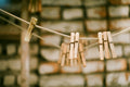 Heavy duty wooden clothes pegs set of 50 on clothesline