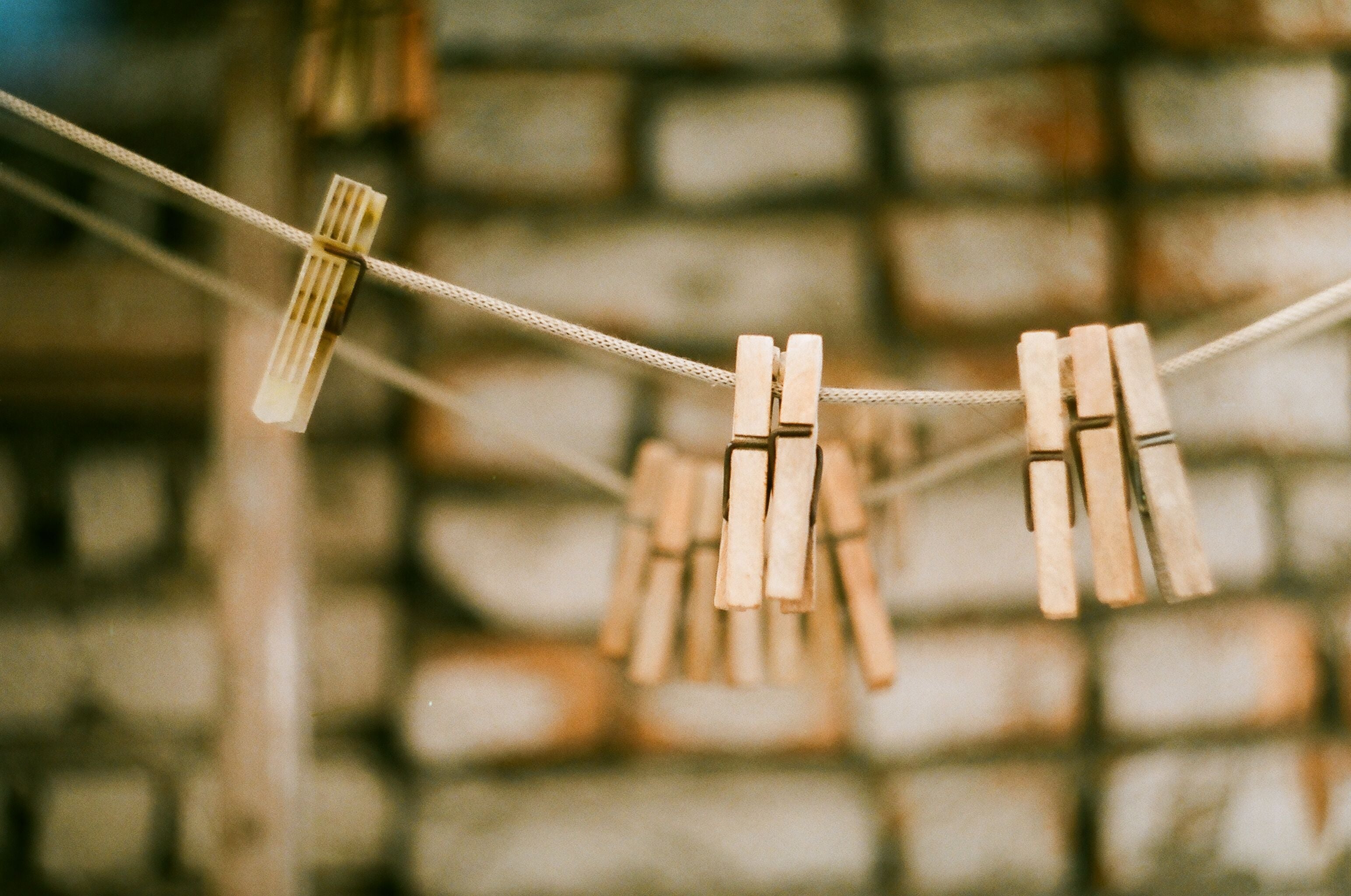 Heavy duty wooden clothes pegs set of 50 on clothesline